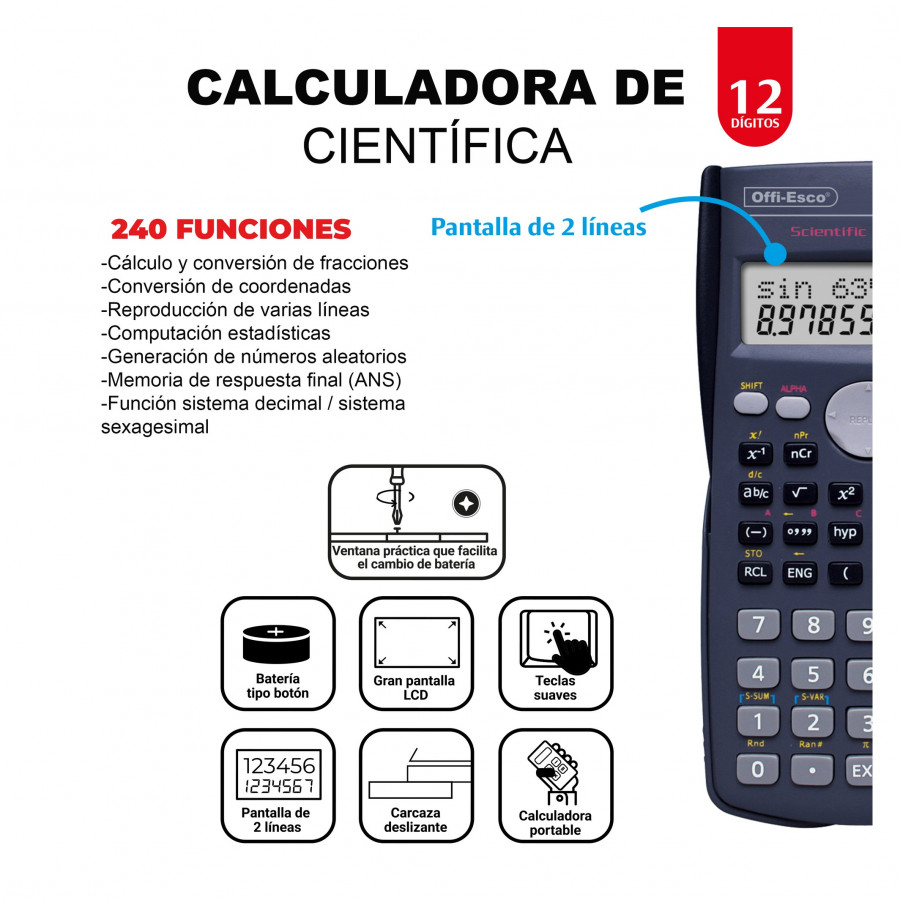 Calculadora Offi-esco Cientifica Oe-985 De 240 Funciones