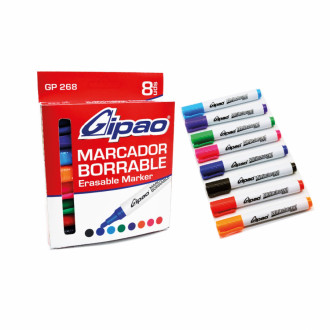 Marcador Borrable Gipao Caja X 8 Unds Gp268