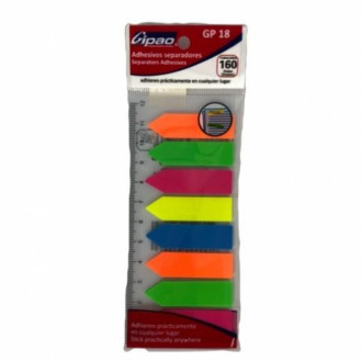 Separadores Adhesivos Gipao 8 Colores 160 hojas Plasticos Gp18