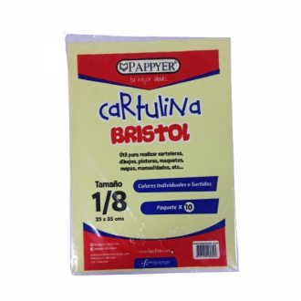 Cartulina Bristol Pastel 1/8  X 10unds