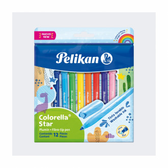 Plumones Pelikan Punta Delgada Estuche X 12 Unds Colorella Star