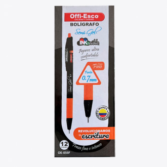 Boligrafo Offiesco Negro Retractil Semi Gel 0.7 Oe-055f Caja X 12 Unds