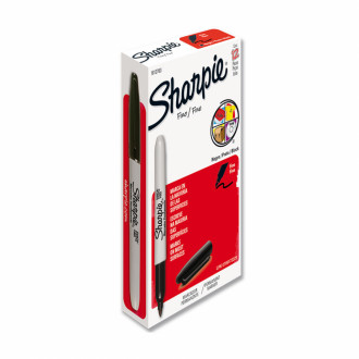 Marcador Sharpie Negro Punta Delgada Permanente Caja X 12 Unds
