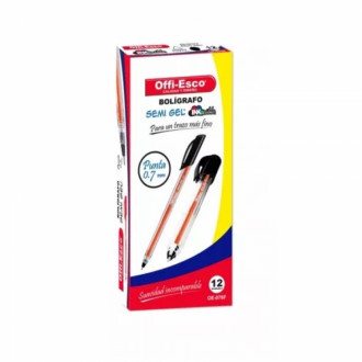 Boligrafo Offiesco Negro Tapa 0.7mm Semi Gel Oe-076f Caja X 12 Und