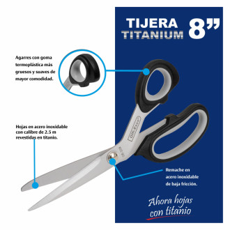 Tijera Oficina 8 Pulg Titanium Oe-229 Offiesco