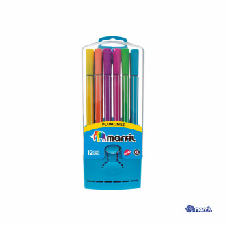 Plumones Marfil Lavables X12 Unds Caja Acrilica