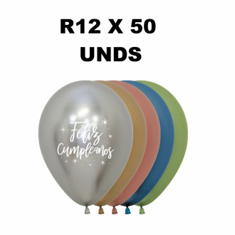 Globo R12 Reflex Cumpleaños Fantasia Sempertex Bolsa X 50und