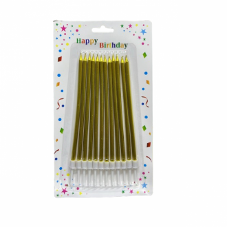 Velas Cumpleaños Larga Metalizada Con Base X12 Unds