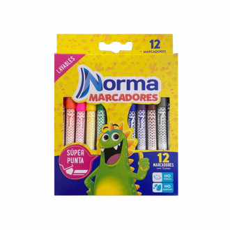 Marcador Norma  Caja X 12 Unds Lavable Punta Conica