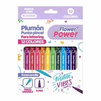 Plumones Primavera X12unds Flower Power Punta Pincel 4mm Caja