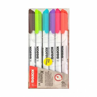 Marcador Borrable Kores X6 Unds Delgado 22846