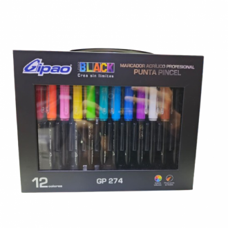 Marcador Acrilico Profesional Gipao  Punta Pincel X 12unds Gp274