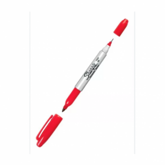 Marcador Sharpie Rojo Doble Punta Permanente X Und