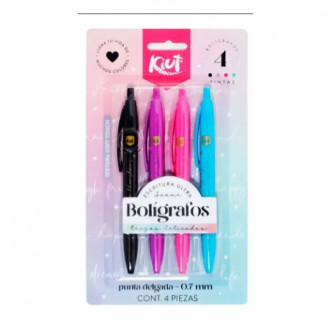Boligrafos Kiut 0.7mm Blister X 4 Col