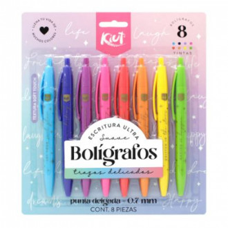 Boligrafos Kiut 0.7mm Blister X 8 Col
