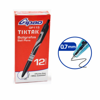 Boligrafo Gipao Negro Retractil X Und Tiktak Gp115