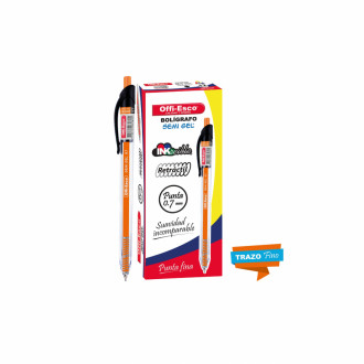 Boligrafo Offiesco Negro Retractil Semi Gel 0.7 Oe-052f X Und