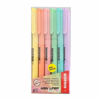 Resaltador Kores X 6 Und Pastel Delgado