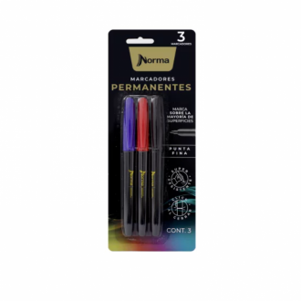 Marcador Norma Permanente Punta Fina Blister X 3 Col