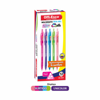Boligrafo Offiesco Colores Surtidos Retractil Semi Gel 0.7 Caja X 12 Oe-053f