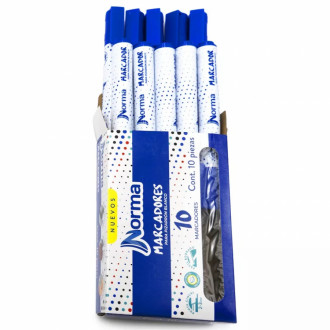 Marcador Borrable Norma Azul X Und